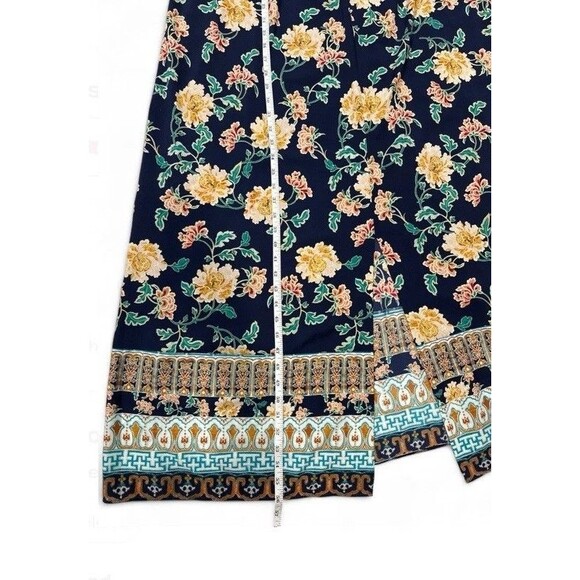 Chico's Navy Floral Maxi Dress Kimono Sleeve Boho Coastal 4 (U.S Plus Sz 18-20) - Picture 10 of 12